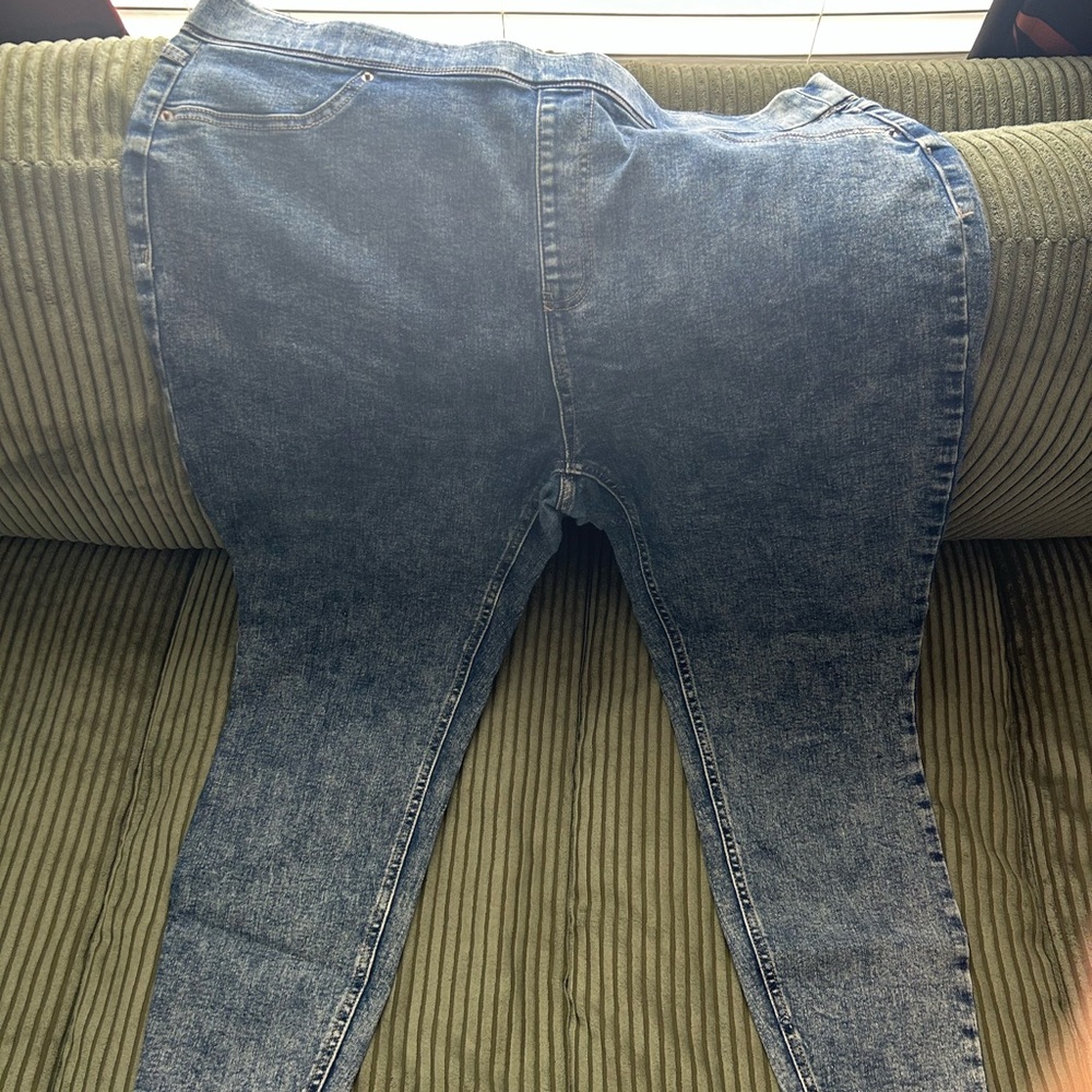 Terra & Sky Classic acid washed demin pull on Jeggings  1X